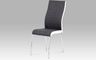 Jídelní židle šedá látka + bílá koženka / chrom DCL-433 GREY2